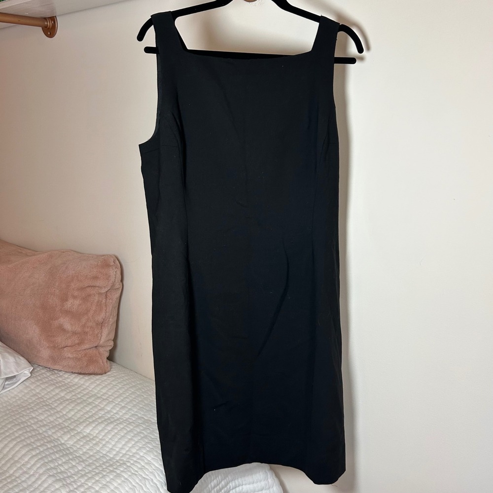 Lauren Ralph Lauren Black Wool Blend Square Neck Sheath Dress Size 14